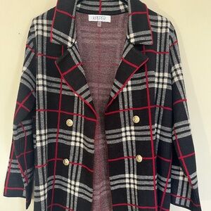Kasper Women's Plaid Faux-Button Cardigan